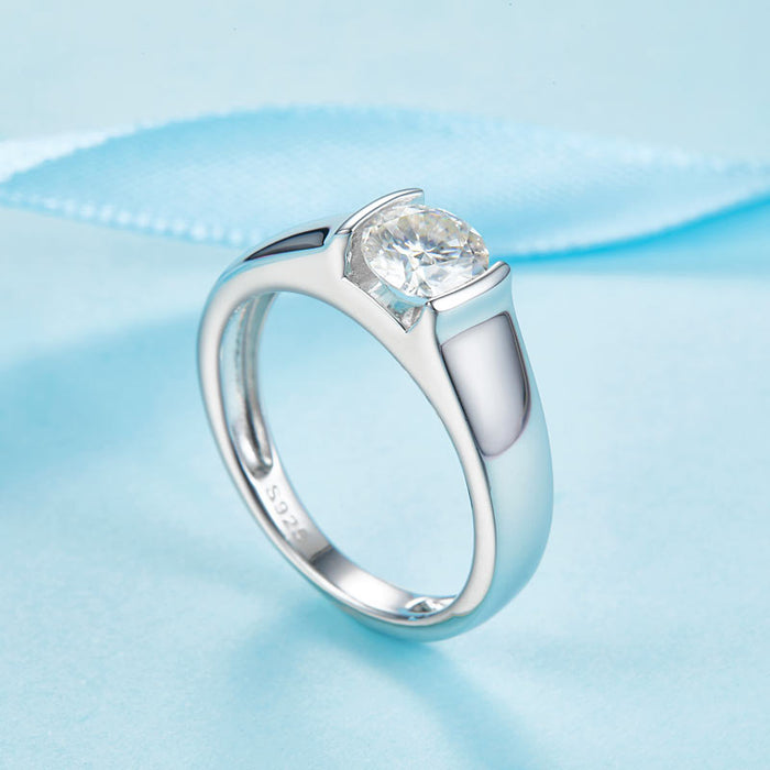 Men's Ring Moissanite Diamond 1 Carat Engagement 925 Sterling Silver MFR8353