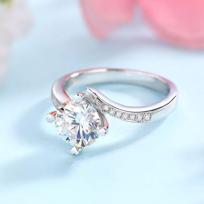 1.5 Carat Moissanite Diamond Ring Heart Shape Prong 925 Sterling Silver MFR8359