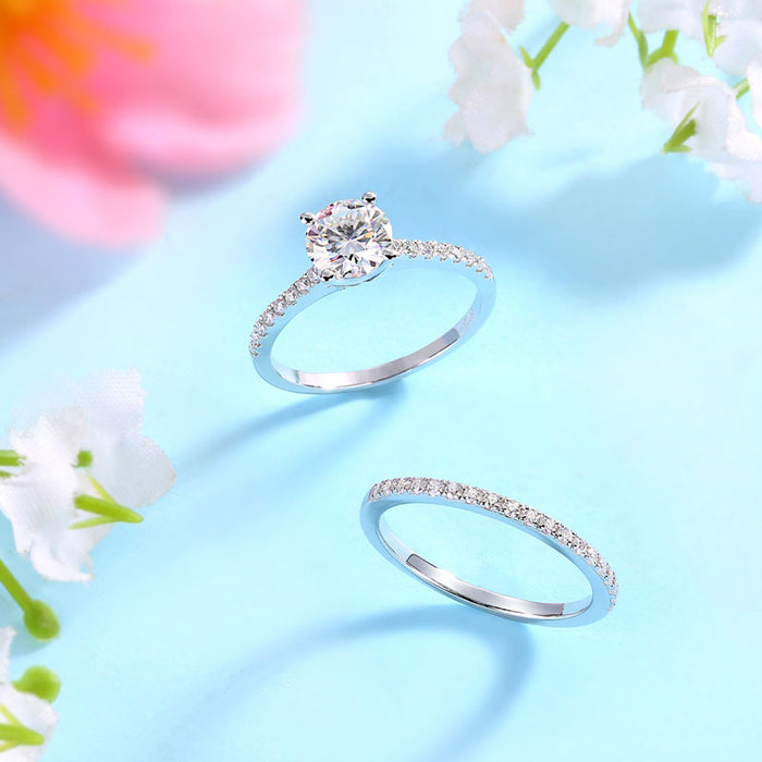 1 Carat Moissanite Diamond Ring Set (1 pcs / 2 pcs) 925 Sterling Silver MFR8361