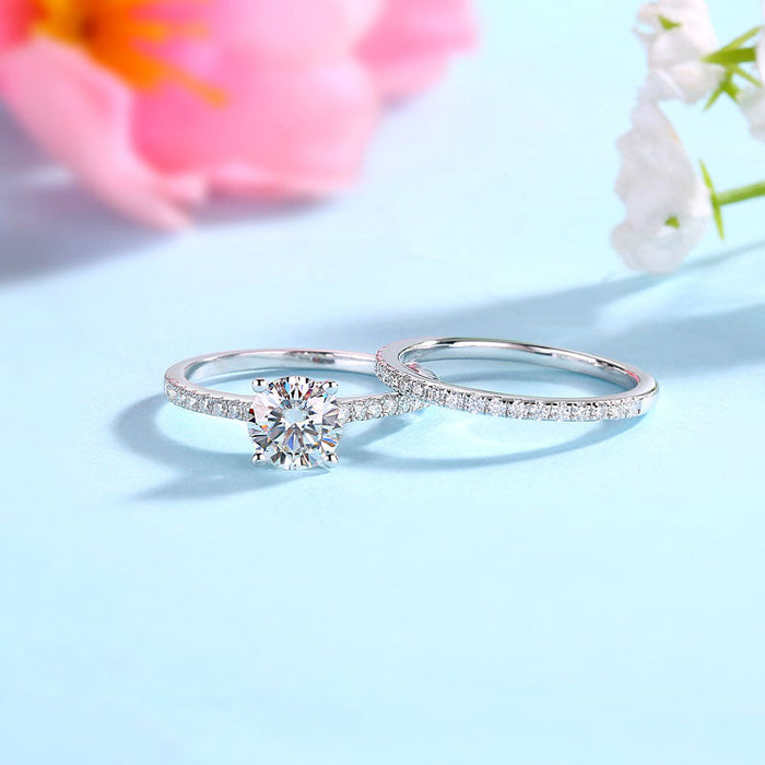 1 Carat Moissanite Diamond Ring Set (1 pcs / 2 pcs) 925 Sterling Silver MFR8361
