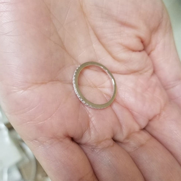 Moissanite Diamond Wedding Band Half Eternity 925 Sterling Silver Ring MFR8362