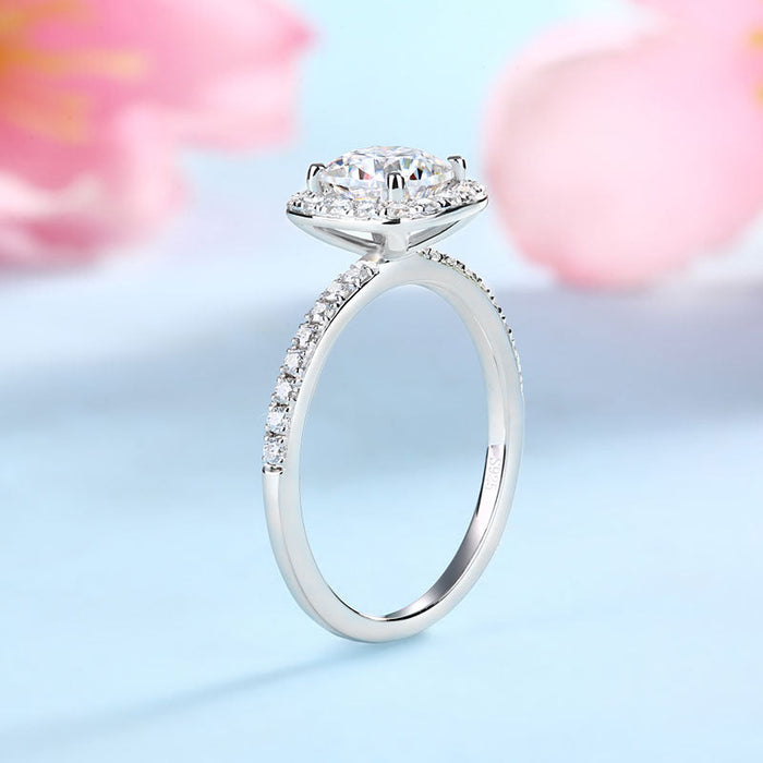 Cushion Cut 1 Carat Moissanite Diamond  Ring Set (1 pcs / 2 pcs) 925 Sterling Silver MFR8364