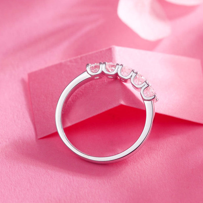 Five Stone Moissanite Diamond Wedding Band 925 Sterling Silver Ring MFR8372