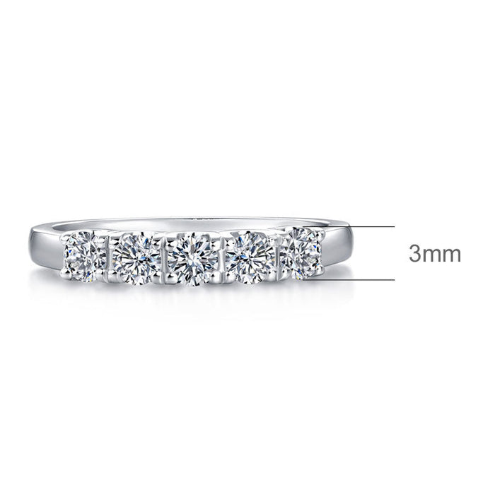 Five Stone Moissanite Diamond Wedding Band 925 Sterling Silver Ring MFR8372