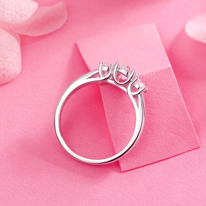 Three Stone Moissanite Diamond Wedding Band 925 Sterling Silver Ring MFR8373