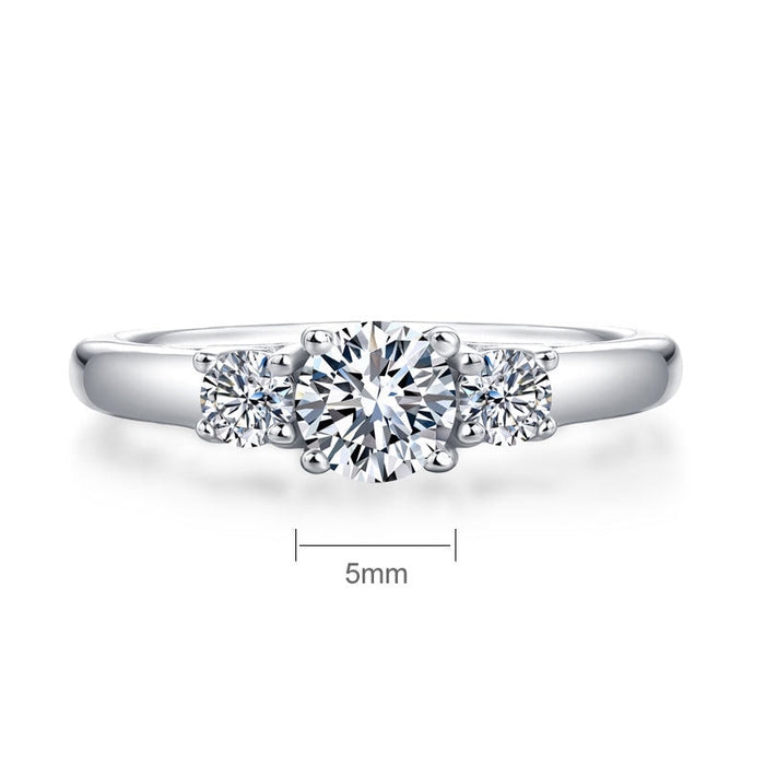 Three Stone Moissanite Diamond Wedding Band 925 Sterling Silver Ring MFR8373